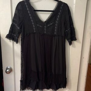 Free People Black Little Dot Mini Dress